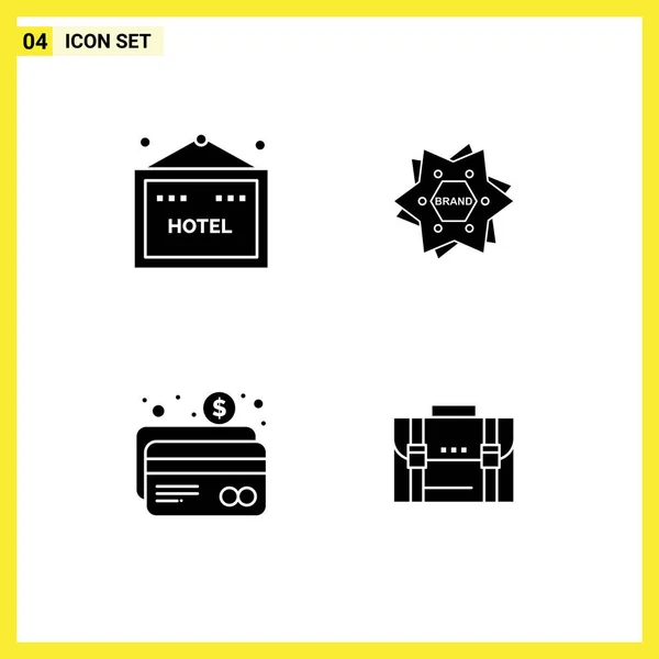 Icônes Créatives Signes Symboles Modernes Hôtel Banque Étoile Logo Paiement — Image vectorielle