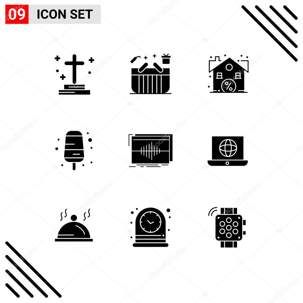 9 Creative Icons Modern Signs and Symbols of audio, food, box, cream, real Editable Vector Design Elements