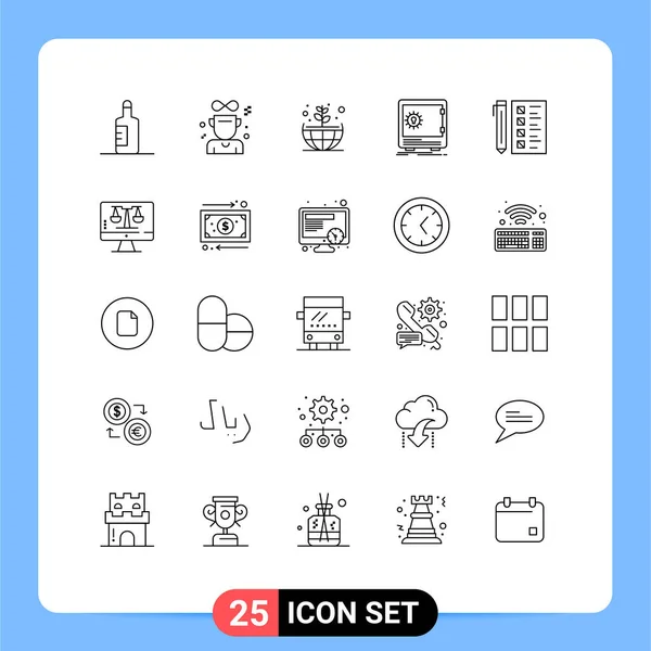 Universal Icon Symbol Group Modern Lines Development Business Plant Strongbox – stockvektor