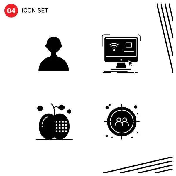 User Interface Pack Basic Solid Glyphs Avatar Cooking Control Remote — Stock Vector