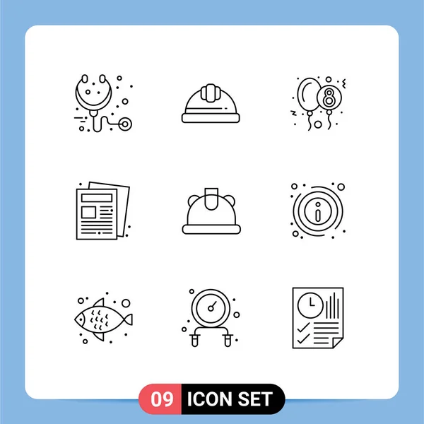 Mobile Interface Outline Set Pictograms Construction Routine Balloon Paper News — Archivo Imágenes Vectoriales