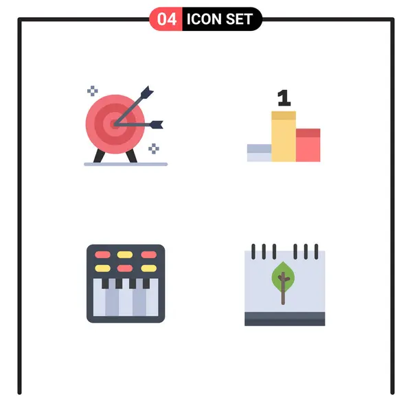 Icônes Plates Vectorielles Thématiques Symboles Modifiables Réalisation Film Marketing Succès — Image vectorielle