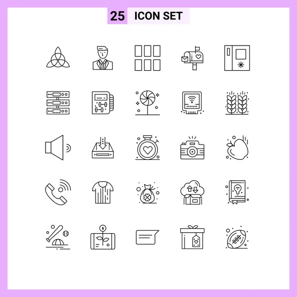 Stock Vector Icon Pack Líneas Símbolos Para Frigorífico Carta Edición — Vector de stock