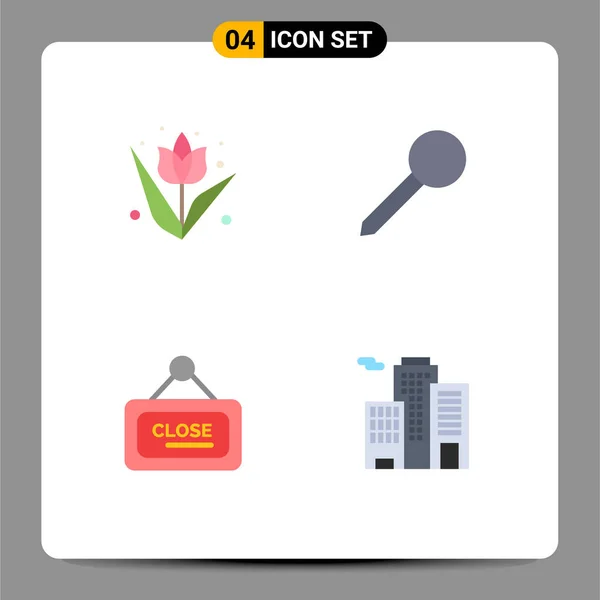 Piktogrammset Mit Einfachen Flachen Symbolen Für Dekoration Brett Pflanze Marker — Stockvektor