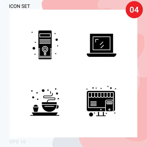 Creative Icons Modern Signs Sysymbols Computer Tea System Laptop Online — Vector de stock