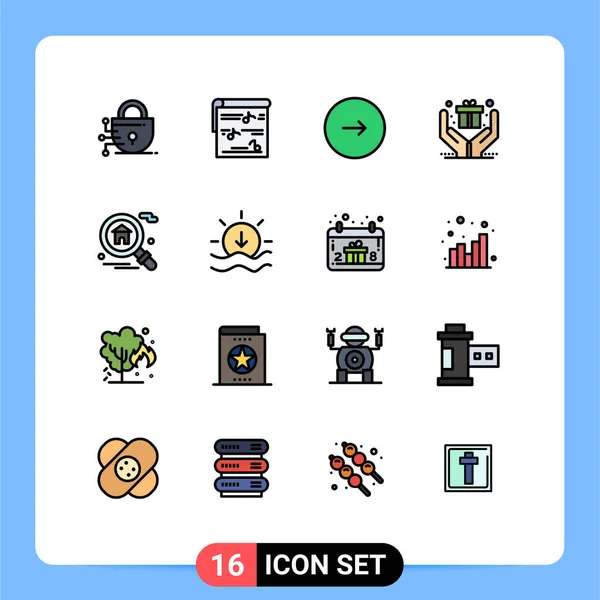 Set Modern Icons Sysymbols Signs Search Present Control Hands Next — Vector de stock