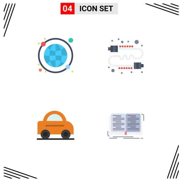 Flat Icon Concept Pour Sites Web Mobile Applications Global Voiture — Image vectorielle