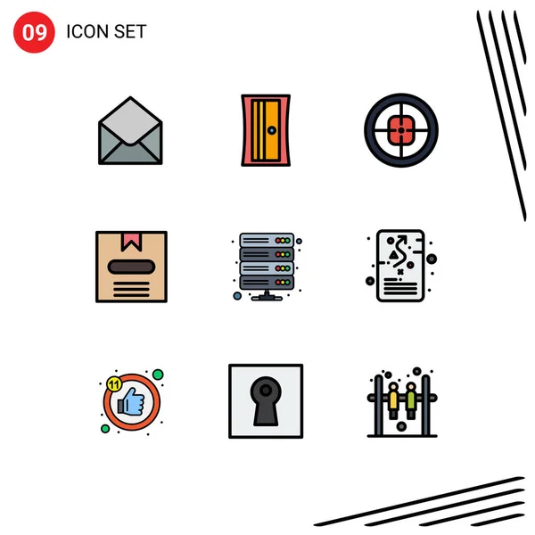 Pictogram Set Simple Filledline Flat Colors Database Hide Badge Box — 스톡 벡터