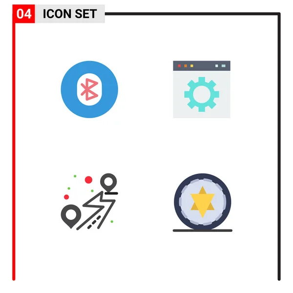 Ensemble Moderne Icônes Plates Symboles Tels Que Bluetooth Réglage Système — Image vectorielle
