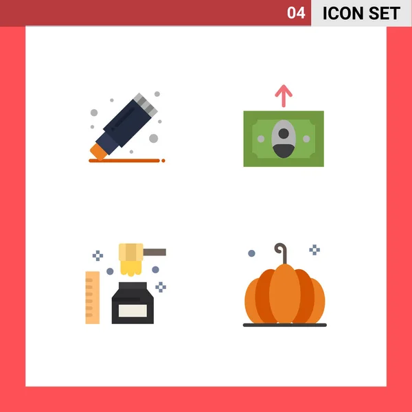 Modern Set Flat Icons Pictograph Remove Organic Stationary Money Food — Vector de stock