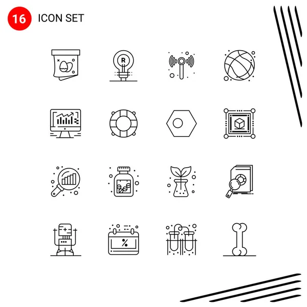 Creative Icons Modern Signs Symbols Computer Sport Logo Game Ball — Stock Vector