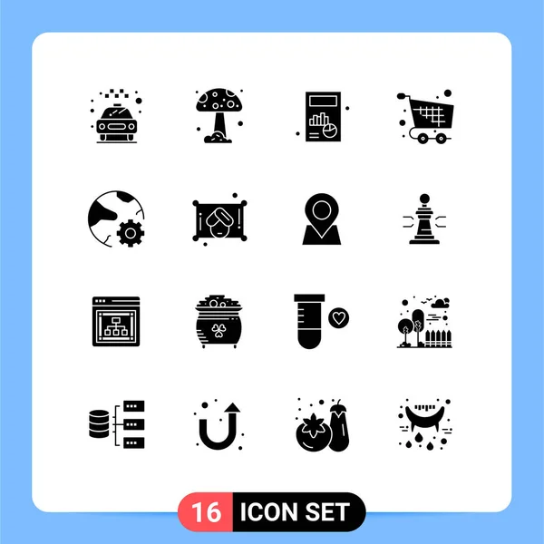 Pictogram Set Simple Solid Glyphs Global Checkout Calculation Basket Checkout — Stockový vektor