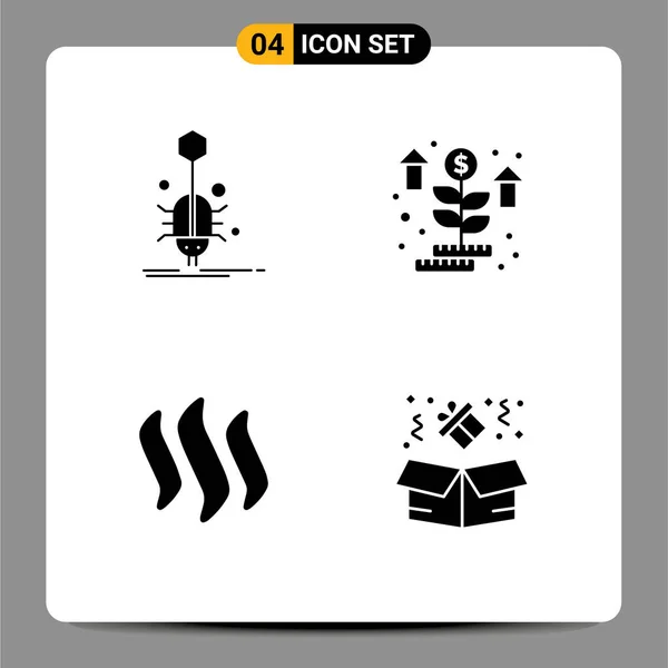 Pictogram Set Simple Solid Glyphs Bug Steem Virus Money Crypto — Stock Vector