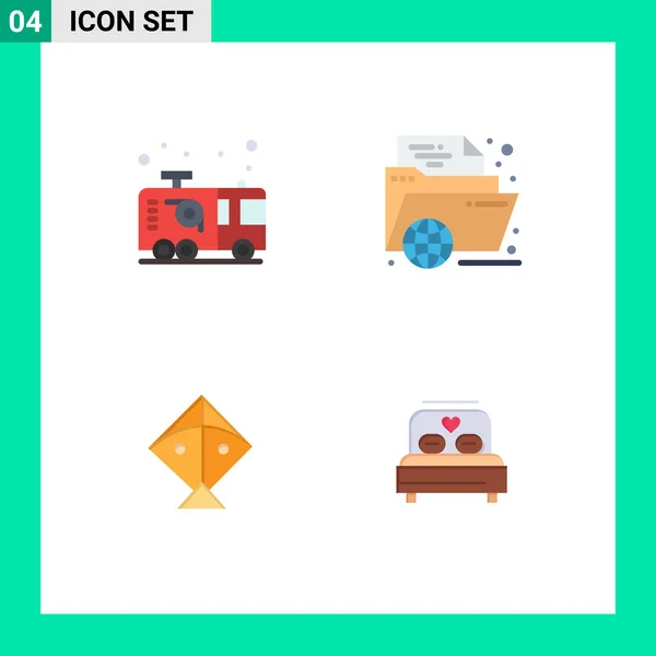 Thematic Vector Flat Icons Editable Symbols Car Learning Firefighter Learning — Stock Vector