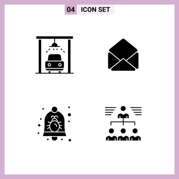 Set Modern Icons Sysymbols Signs Car Notification Mail Bug Business — Archivo Imágenes Vectoriales