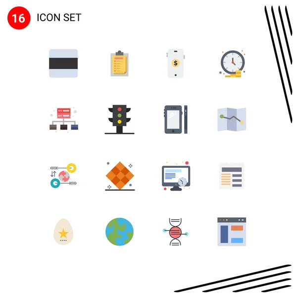 16现代标志和符号的用户界面平面彩色包 电子商务 商业可编辑的创意向量设计元素包 — 图库矢量图片
