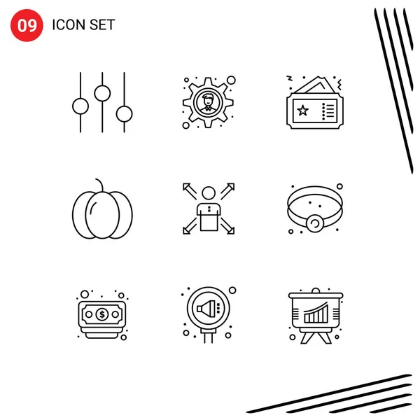 Universal Icon Symbols Group Modern Outlines Direction Arrows Coupon Vegetables — Stock Vector