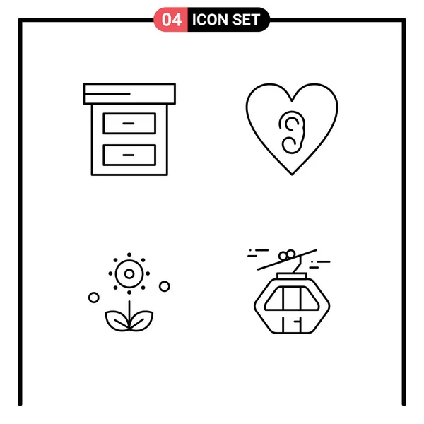 Vector Stock Icon Pack Líneas Señales Símbolos Para Archivar Naturaleza — Vector de stock