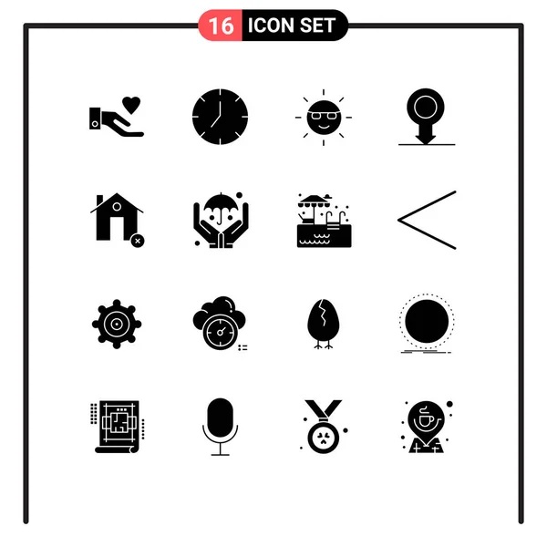 现代一套16个立体字形和符号 如清晰 建筑物 人类可编辑矢量设计元素 — 图库矢量图片