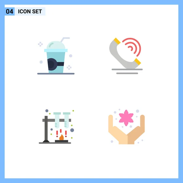 Stock Vector Icon Pack Mit Zeilenzeichen Und Symbolen Für Getränke — Stockvektor