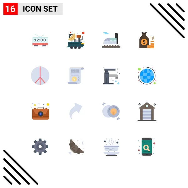 Interface Utilisateur Flat Color Pack Modern Signs Symboles Savings Finance — Image vectorielle