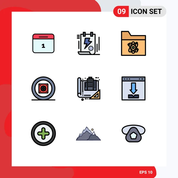 Creative Icons Modern Signs Symbols Building Party Clipboard Music Space — Stock Vector