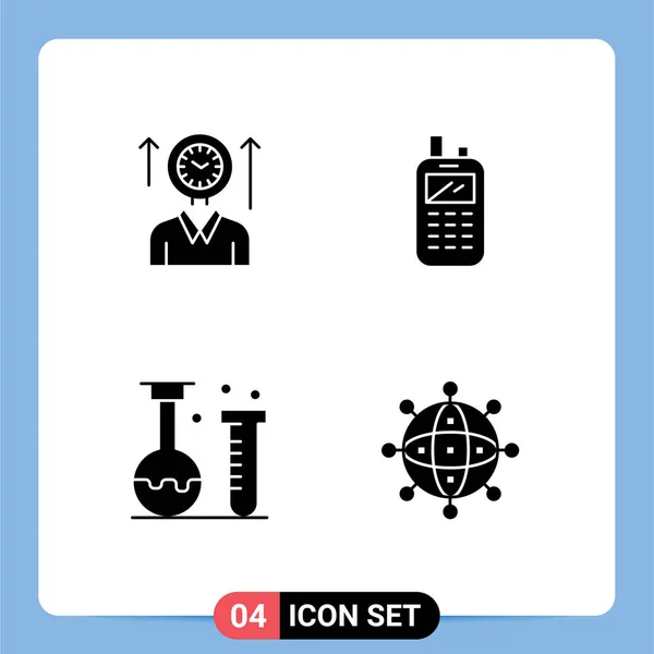 Universal Icon Symbols Group Modern Solid Glyphs Time Chemistry Radio — Stockový vektor