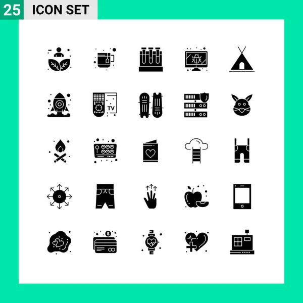 Vector Icon Pack Line Signs Symbols Nature Security Lab Screen — 스톡 벡터