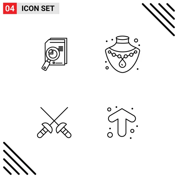Conjunto Icones Modernos Símbolos Sinais Para Pesquisa Ouro Análise Gráfico — Vetor de Stock