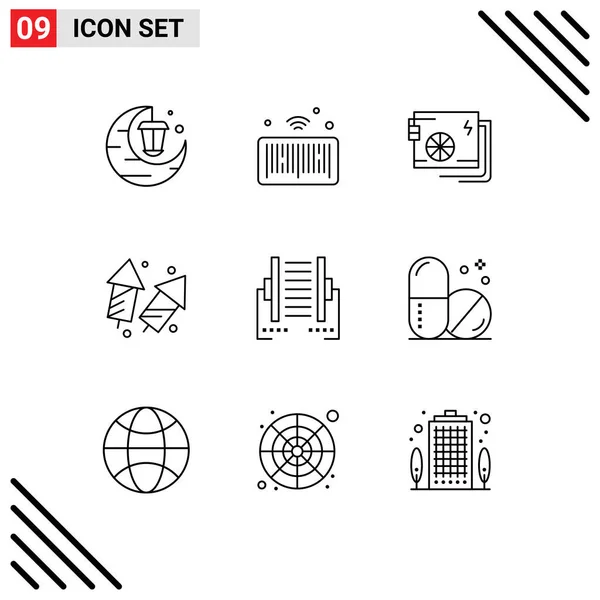 Creative Icons Modern Signs Sysymbols Fireworks Crackers Christmas Supply Editable — Archivo Imágenes Vectoriales