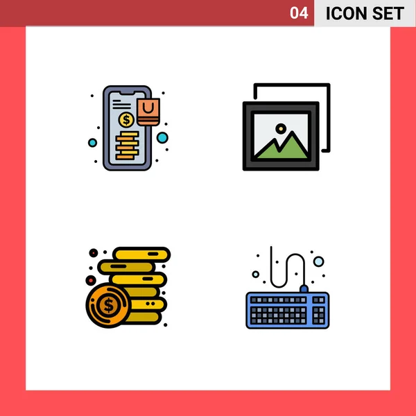 Universal Icon Symbols Group Modern Filledline Flat Colors Banking Money - Stok Vektor