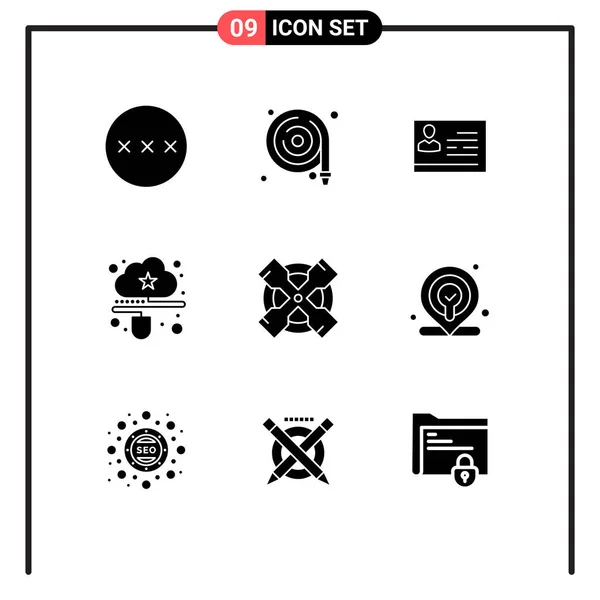 Set Modern Icons Symbols Signs Online Data License Work Connected — Stock Vector