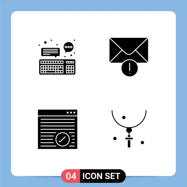 Solid Glyph Pack Universal Σύμβολα Συνομιλίας Διαδικτύου Πληκτρολογίου Ταχυδρομείου Ιστοσελίδας — Διανυσματικό Αρχείο