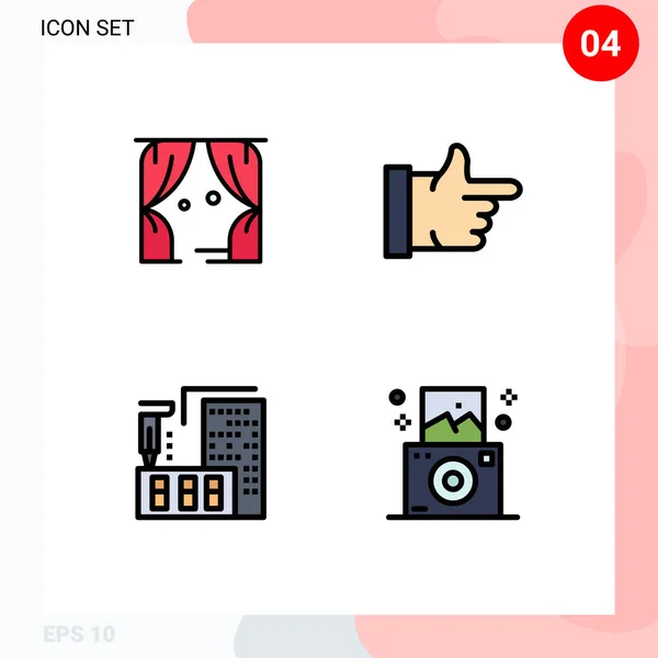 Set Modern Icons Symbols Signs Entertainment Fabrication Usa Vote Camera — Stock Vector