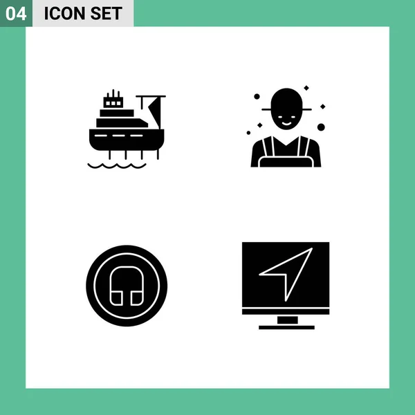 Креативні Ікони Сучасні Знаки Символи Корабля Навушників Будівництва Сільського Господарства — стоковий вектор