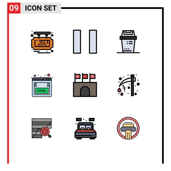 Set Modern Icons Sysymbols Signs Stadium Public Trash Flags Marketing — Vector de stock