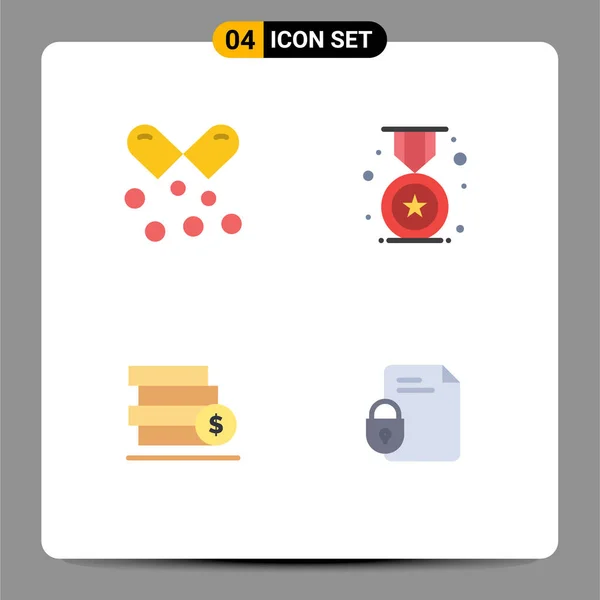 Set Commercial Flat Icons Pack Oil Money Omega Capsules Badge — Vector de stock