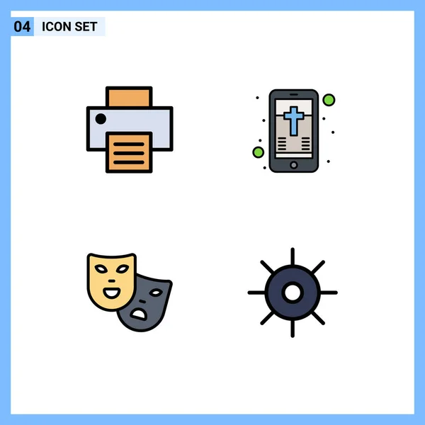 Stock Vector Icon Pack Mit Linienzeichen Und Symbolen Für Drucker — Stockvektor