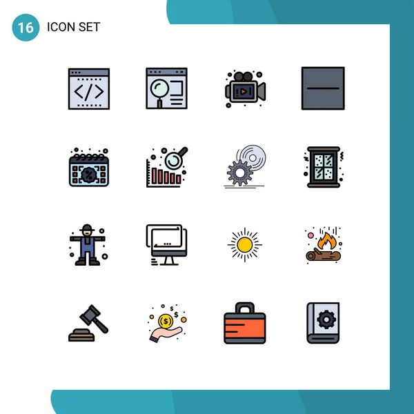 Modern Set Flat Color Filled Lines Pictograph Buy Hide Search — 스톡 벡터