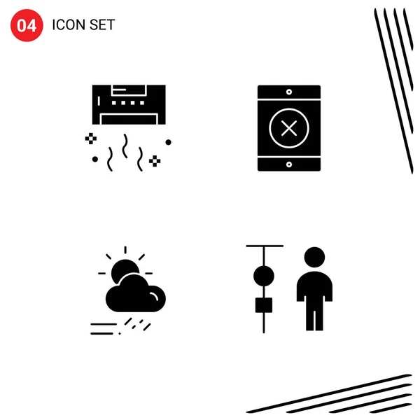 Mobile Interface Solid Gyph Set Pictograms Air Rainy Summer Smartphone — Archivo Imágenes Vectoriales