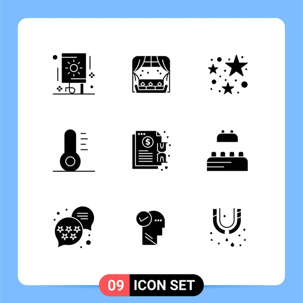 Set Modern Icons Sysymbols Signs Payment Bill Birthday Hold Holiday — Archivo Imágenes Vectoriales