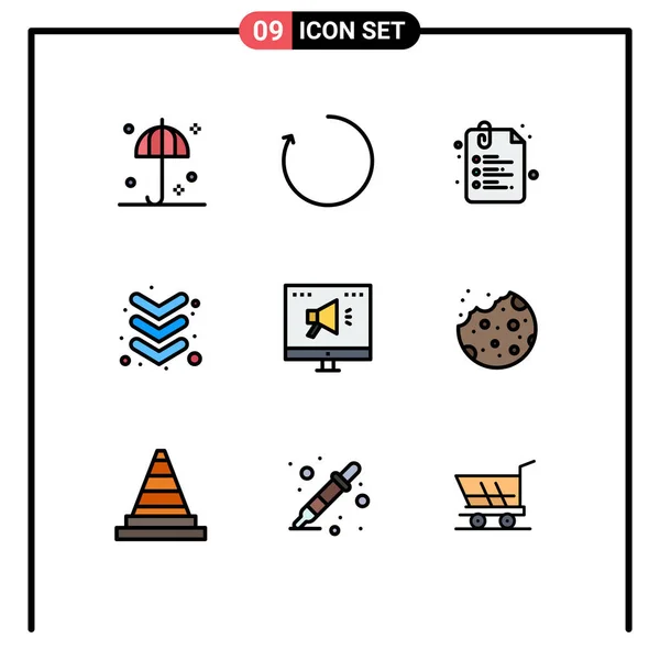 Stock Vector Icon Pack Mit Zeilenzeichen Und Symbolen Für Online — Stockvektor