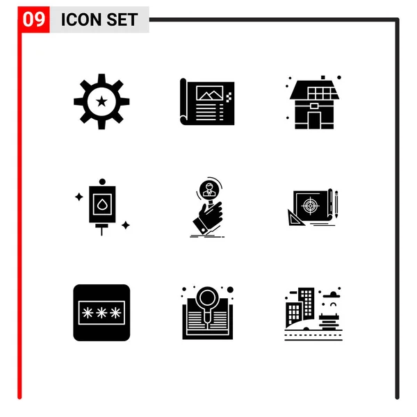 Vector Icon Pack Line Signs Symbols Perfusion Bag Sketch Solar — 스톡 벡터
