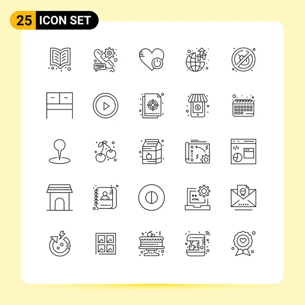 Set Modern Icons Symbols Signs Profit Growth Message Global Heart — Stock Vector