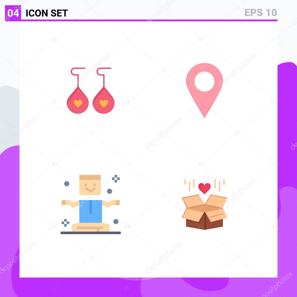 Pictogram Set of 4 Simple Flat Icons of earing, magic, location, entertainment, box Editable Vector Design Elements