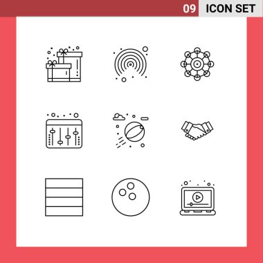 Anlaşma, park, makine öğrenimi, su, dengeleyici Düzenleyici Vektör Tasarım Elemanları için 9 Modern Tasarım Grubu