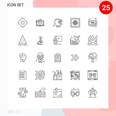 Düzenlenebilir 25 basit bilgisayar satırı dizisi, hesaplama, özgeçmiş, üretkenlik, beyin düzenlenebilir vektör tasarım elementleri