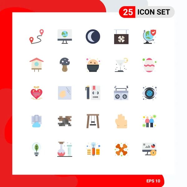 Conjunto Icones Modernos Símbolos Sinais Para Mundo Loja Lua Suspensão —  Vetores de Stock