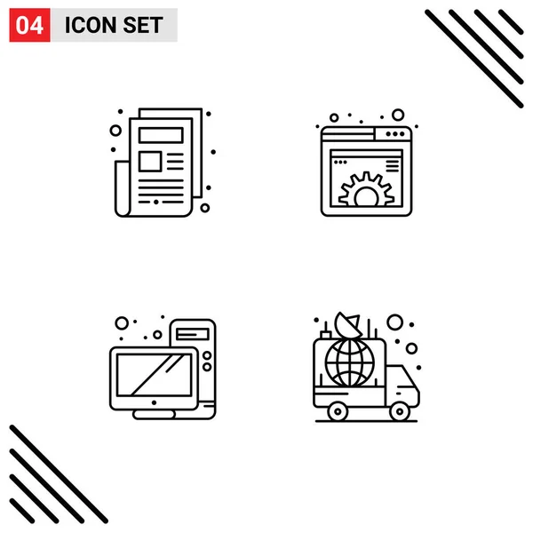 Creative Icons Modern Signs Sysymbols News Desktop Content Management Monitor — Vector de stock