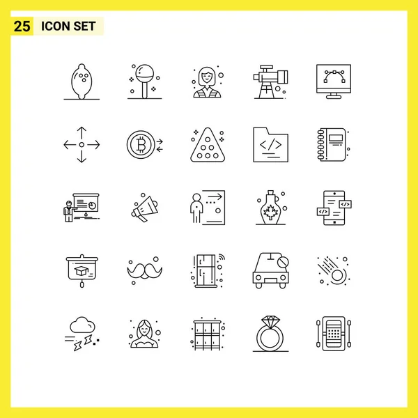 Universal Icon Symbols Group Modern Lines Design Coding Telescope Female — Stock Vector